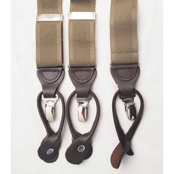 Trafalgar Mens Classic Convertible Stretch Brace Braces Olive Green / Khaki NWOT - Picture 2 of 8